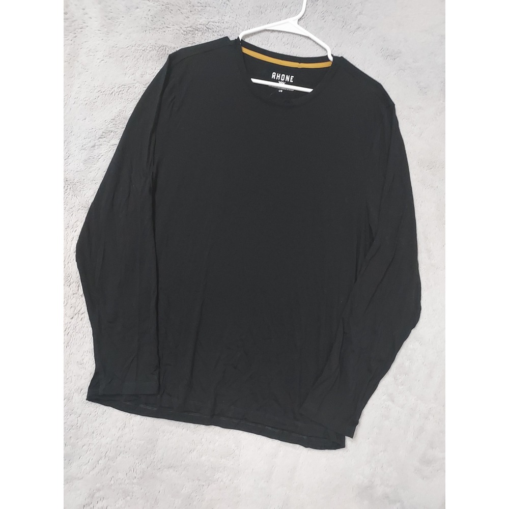 Rhone Shirt Mens Large Long Sleeve Activewear Training Black Modino Wool Gym L